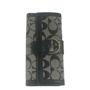 Coach Black and Tan Signature Key Holder
